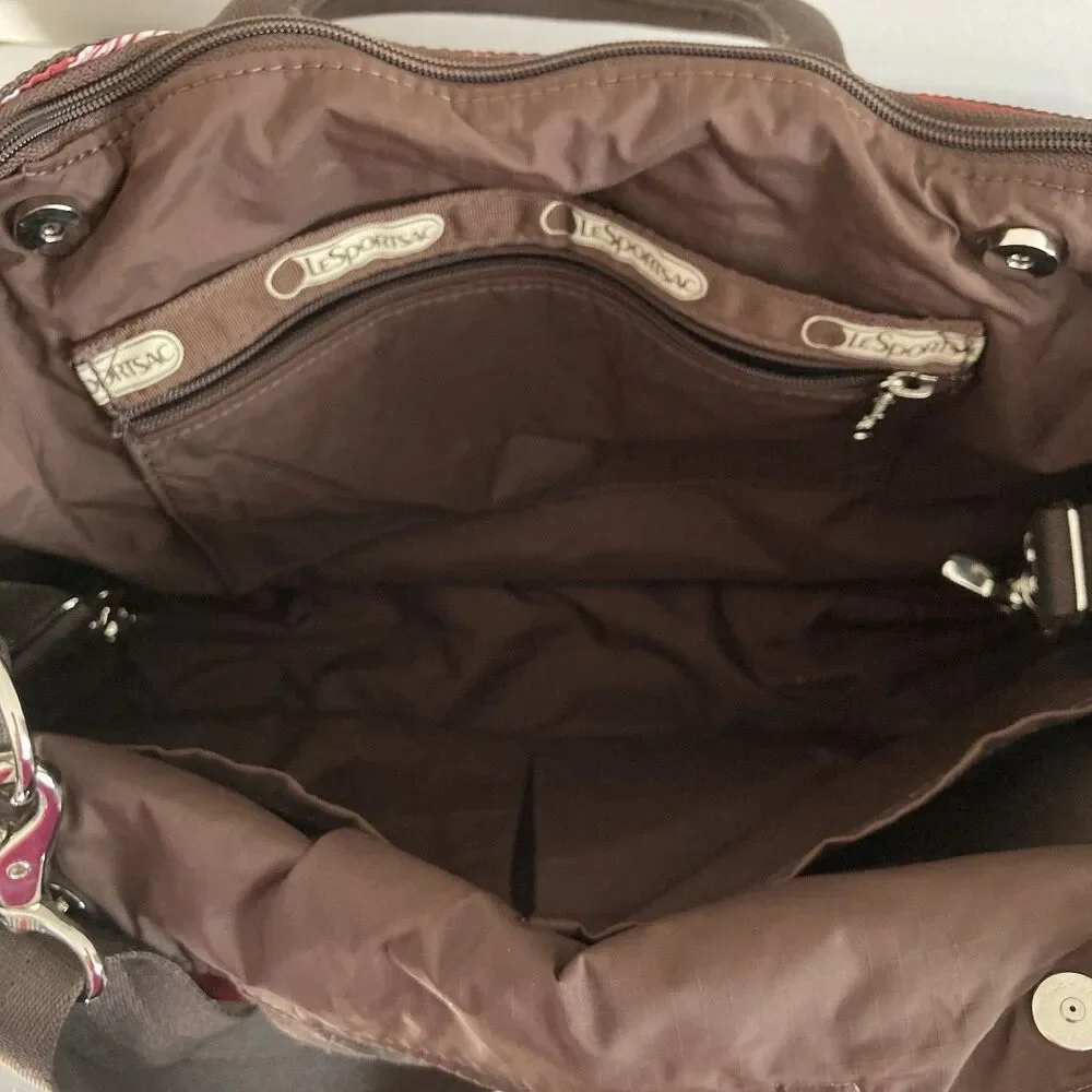 LeSportsac Liz Baby Diaper Bag Tote Large Pockets Rust Brown Utility Carry All